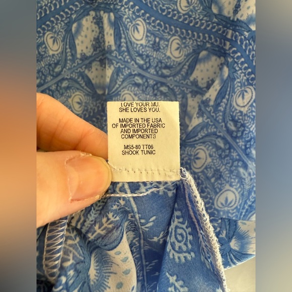 Show Me Your Mumu Shook Tunic Teacup Tulips SZ SM Paisley Blue White Shear Flowy - Picture 6 of 9